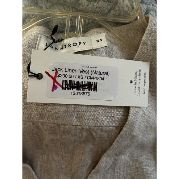 Lanhtropy 100% Linen Vest XS- NWT - Picture 9 of 10